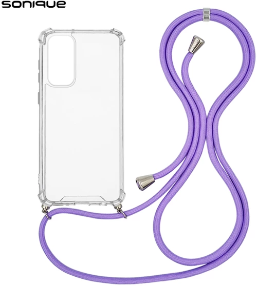 Θήκη Σιλικόνης με Κορδόνι Sonique Armor Clear Samsung Galaxy S23 FE Λιλά
