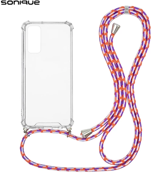 Θήκη Σιλικόνης με Κορδόνι Sonique Armor Clear Samsung Galaxy A05s 4G Rainbow Κοραλλί