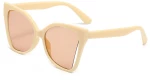 Techsuit - Sunglasses (5335) - for Women with PC Frame and Lens, Butterfly Shape - Beige / Champagne