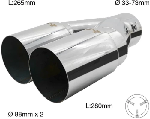 ΑΚΡΟ (ΜΠΟΥΚΑ) ΕΞΑΤΜΙΣΗΣ ΔΙΠΛΗ ΑΠΟΛΗΞΗ 33>73mm (ΜΗΚΟΣ: 280mm/ ΔΙΑΜΕΤΡΟΣ ΕΞΩΤΕΡΙΚΗ 88mmX2) SIMONI RACING - 1 TEM.