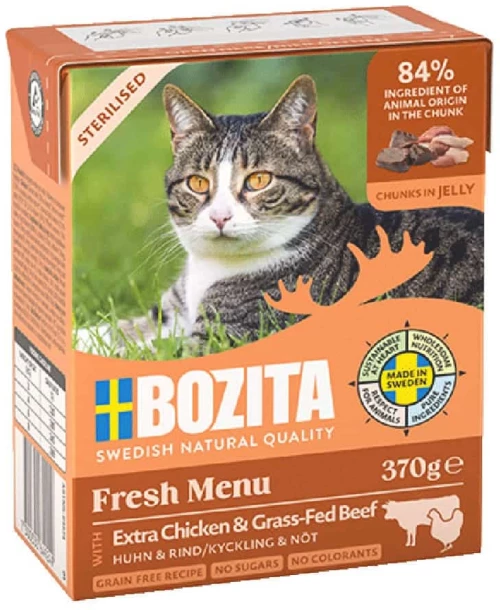 BOZITA FRESH MENU STERILISED EXTRA ΚΟΤΟΠΟΥΛΟ & ΒΟΔΙΝΟ ΣΕ ΖΕΛΕ 370GR