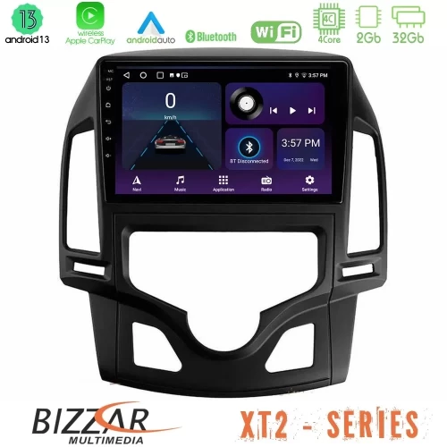 Bizzar XT2 Series 4Core Android13 2+32GB Hyundai i30 2007-2012 Auto A/C Navigation Multimedia Tablet 9" U-XT2-HY0800