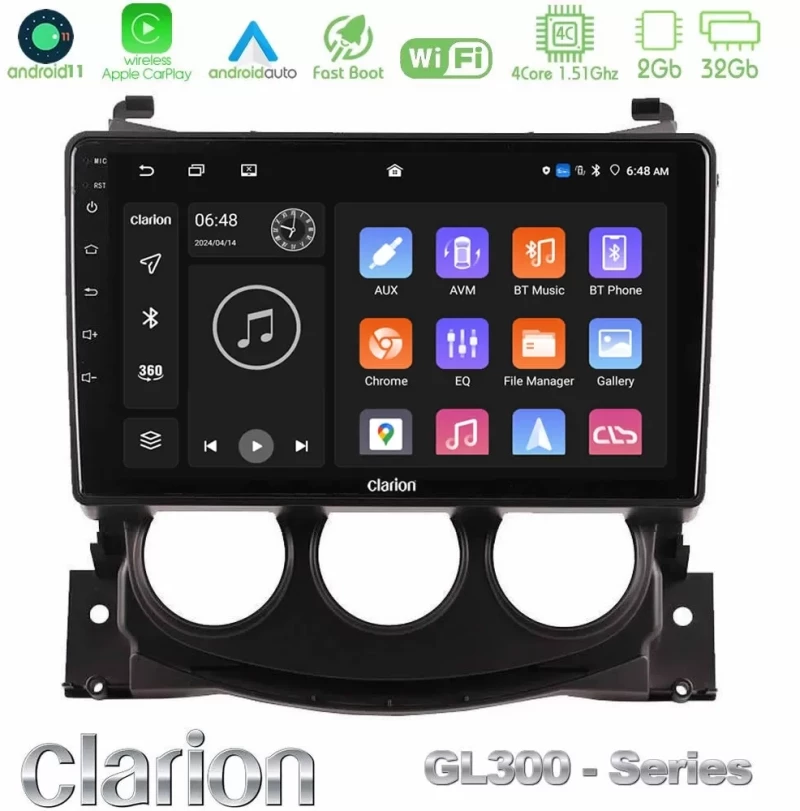 Clarion GL300 Series Nissan 370Z 2009-2013 4Core Android11 2+32GB Navigation Multimedia Tablet 9″ Με Carplay & Android Auto U-GL3-NS2078