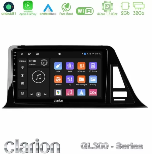 Clarion GL300 Series 4Core Android11 2+32GB Toyota CH-R Navigation Multimedia Tablet 9" Με Carplay & Android Auto U-GL3-TY972