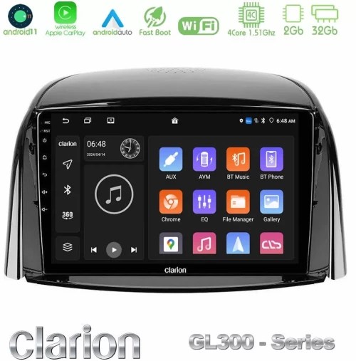 Clarion GL300 Series 4Core Android11 2+32GB Renault Koleos 2007-2015 Navigation Multimedia Tablet 9" Με Carplay & Android Auto U-GL3-RN0440