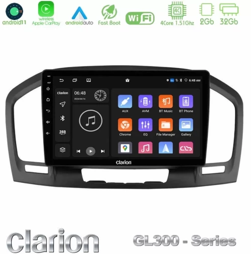Clarion GL300 Series 4Core Android11 2+32GB Opel Insignia 2008-2013 Navigation Multimedia Tablet 9" Με Carplay & Android Auto U-GL3-OP0462