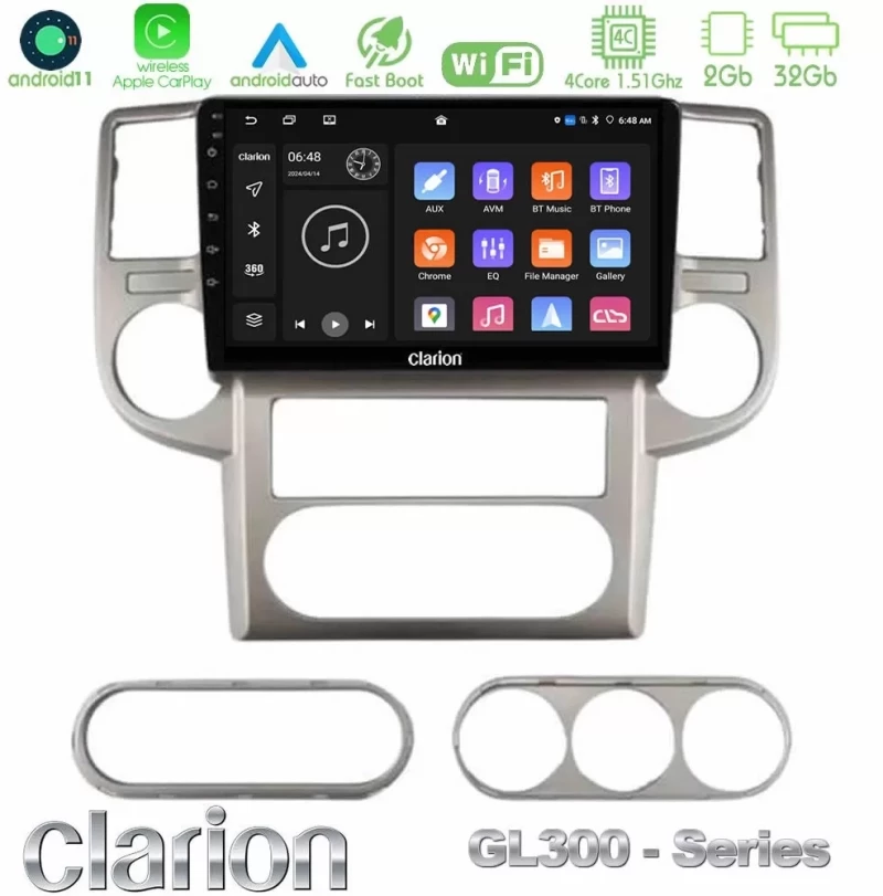 Clarion GL300 Series 4Core Android11 2+32GB Nissan X-Trail 2003-2007 Navigation Multimedia Tablet 10" Με Carplay & Android Auto U-GL3-NS1502