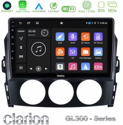 Clarion GL300 Series 4Core Android11 2+32GB Mazda MX-5 2006-2008 Navigation Multimedia Tablet 9" Με Carplay & Android Auto U-GL3-MZ049N