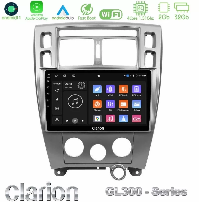 Clarion GL300 Series 4Core Android11 2+32GB Hyundai Tucson Navigation Multimedia Tablet 10" Με Carplay & Android Auto U-GL3-HY0712