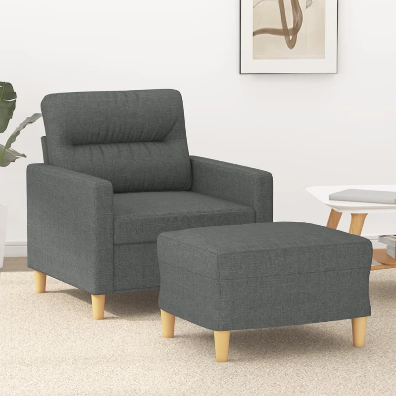 Πολυθρόνα Σκούρο Γκρι 60 εκ. Υφασμάτινη με Υποπόδιο Γκρι 3201066