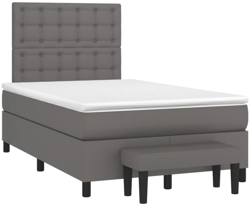 Κρεβάτι Boxspring με Στρώμα Γκρι 120x190εκ. από Συνθετικό Δέρμα Γκρι 3270455
