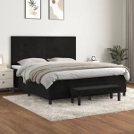 Κρεβάτι Boxspring με Στρώμα Μαύρο 160x200 εκ. Βελούδινο Μαύρο 3137733