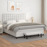 Κρεβάτι Boxspring με Στρώμα Λευκό 160x200εκ.από Συνθετικό Δέρμα Λευκό 3137672