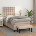Κρεβάτι Boxspring με Στρώμα Καπουτσίνο 100x200εκ.από Συνθ.Δέρμα Καφέ 3137652