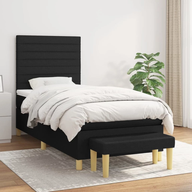 Κρεβάτι Boxspring με Στρώμα Μαύρο 80 x 200 εκ. Υφασμάτινο Μαύρο 3137191