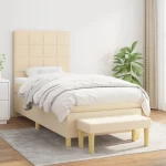 Κρεβάτι Boxspring με Στρώμα Κρεμ 100 x 200 εκ. Υφασμάτινο Κρεμ 3137138