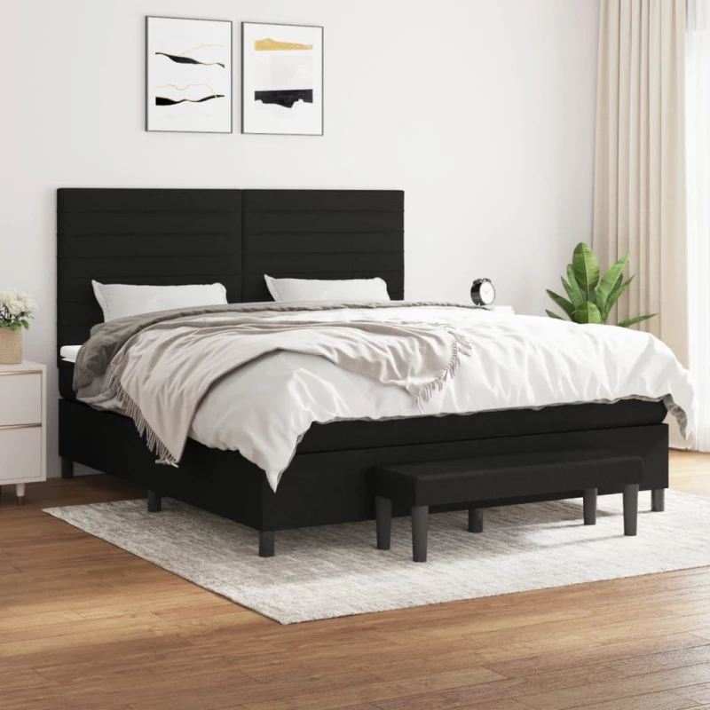 Κρεβάτι Boxspring με Στρώμα Μαύρο 160x200 εκ. Υφασμάτινο Μαύρο 3136687