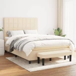 Κρεβάτι Boxspring με Στρώμα Κρεμ 140x190 εκ. Υφασμάτινο Κρεμ 3136594