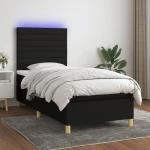 Κρεβάτι Boxspring με Στρώμα & LED Μαύρο 80x200 εκ. Υφασμάτινο Μαύρο 3135471