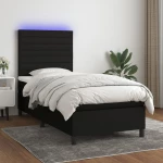 Κρεβάτι Boxspring με Στρώμα & LED Μαύρο 80x200 εκ. Υφασμάτινο Μαύρο 3134911
