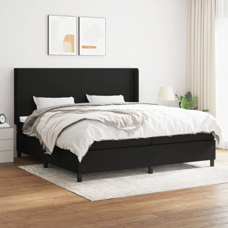 Κρεβάτι Boxspring με Στρώμα Μαύρο 200x200 εκ. Υφασμάτινο Μαύρο 3131299