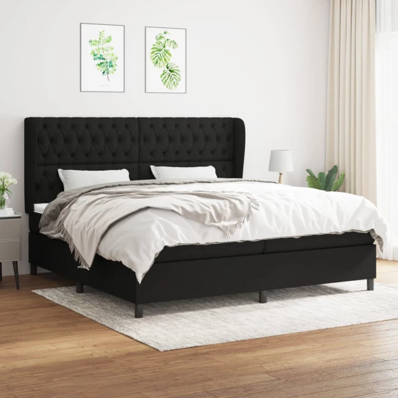 Κρεβάτι Boxspring με Στρώμα Μαύρο 200x200 εκ. Υφασμάτινο Μαύρο 3128231