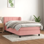 Κρεβάτι Boxspring με Στρώμα Ροζ 100x200 εκ. Βελούδινο Ροζ 3127480