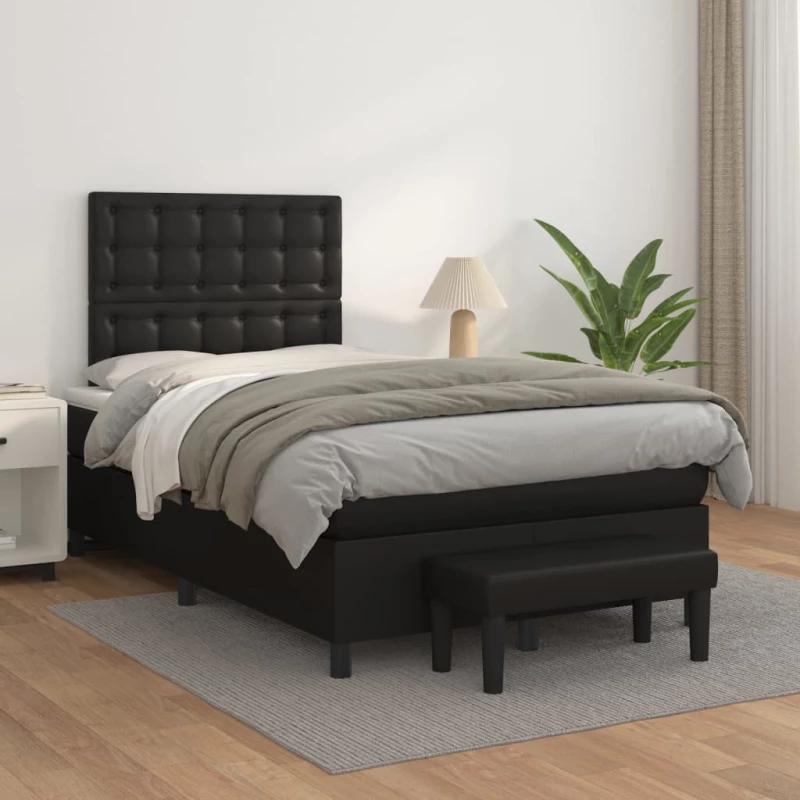 Κρεβάτι Boxspring με Στρώμα Μαύρο 120 x 200 εκ. Συνθετικό Δέρμα Μαύρο 3137653