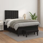 Κρεβάτι Boxspring με Στρώμα Μαύρο 120 x 200 εκ. Συνθετικό Δέρμα Μαύρο 3137653