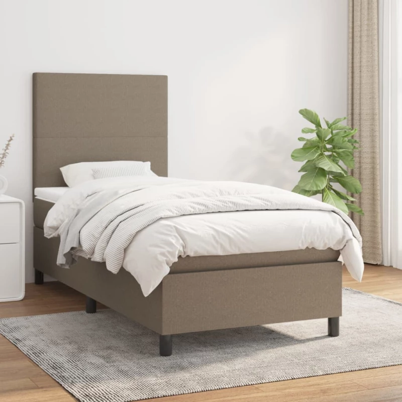 Κρεβάτι Boxspring με Στρώμα Taupe 90x200 εκ. Υφασμάτινο μπεζ-γκρι 3141589