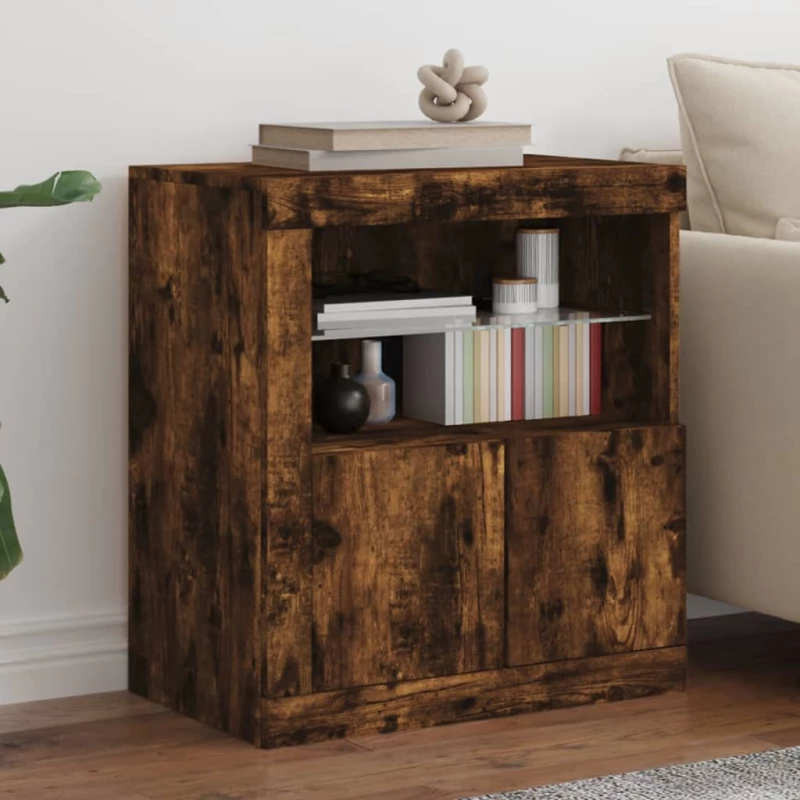 Ντουλάπι με LED Καπνιστή Δρυς 60,5 x 37 x 67 εκ. Καφέ 836620