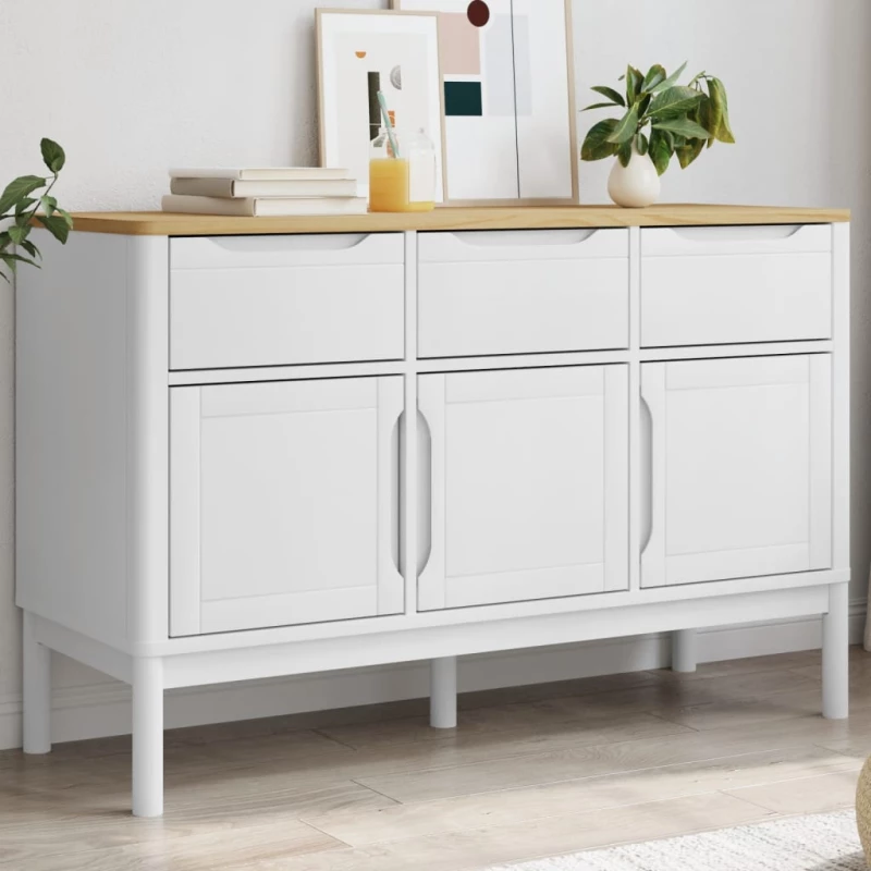 Ντουλάπι FLORO Λευκή 114 x 43 x 74 εκ. από Μασίφ Ξύλο Πεύκου Λευκό 374024
