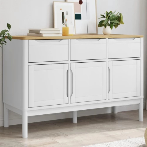 Ντουλάπι FLORO Λευκή 114 x 43 x 74 εκ. από Μασίφ Ξύλο Πεύκου Λευκό 374024