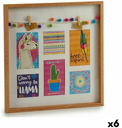 Κάδρα φωτογραφιών τοίχου Φούντες Φλόγα Πολύχρωμο Ξύλο 40,5 x 3 x 40,5 cm (x6) S3623641