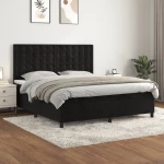 Κρεβάτι Boxspring με Στρώμα Μαύρο 160x200 εκ. Βελούδινο Μαύρο 3143273