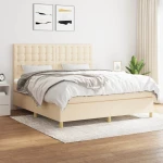 Κρεβάτι Boxspring με Στρώμα Κρεμ 160x200 εκ. Υφασμάτινο Κρεμ 3142670