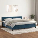 Κρεβάτι Boxspring με Στρώμα Σκούρο Μπλε 200x200 εκ. Βελούδινο Μπλε 3141327