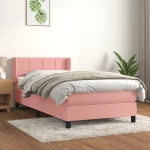 Κρεβάτι Boxspring με Στρώμα Ροζ 100x200 εκ. Βελούδινο Ροζ 3130948