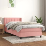 Κρεβάτι Boxspring με Στρώμα Ροζ 80 x 200 εκ. Βελούδινο Ροζ 3131050