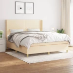 Κρεβάτι Boxspring με Στρώμα Κρεμ 180x200 εκ. Υφασμάτινο Κρεμ 3131854