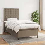 Κρεβάτι Boxspring με Στρώμα Taupe 90x190 εκ.Υφασμάτινο μπεζ-γκρι 3142061