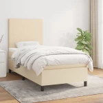 Κρεβάτι Boxspring με Στρώμα Κρεμ 100 x 200 εκ. Υφασμάτινο Κρεμ 3141598