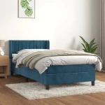 Κρεβάτι Boxspring με Στρώμα Σκούρο Μπλε 90x200 εκ. Βελούδινο Μπλε 3131061