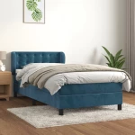 Κρεβάτι Boxspring με Στρώμα Σκούρο Μπλε 90x200 εκ. Βελούδινο Μπλε 3127713