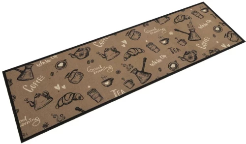 Χαλί Κουζίνας Πλενόμενο Καφέ Επιγραφή Morning 45x150εκ. Βελούδο Καφέ 4005587