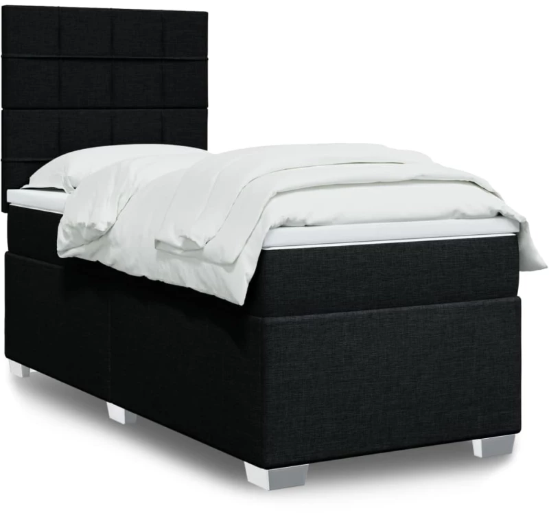 Κρεβάτι Boxspring με Στρώμα Μαύρο 100 x 200 εκ. Υφασμάτινο Μαύρο 3292701