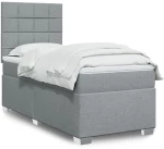 Κρεβάτι Boxspring με Στρώμα Ανοιχτό Γκρι 90x190 εκ. Υφασμάτινο Γκρι 3290343