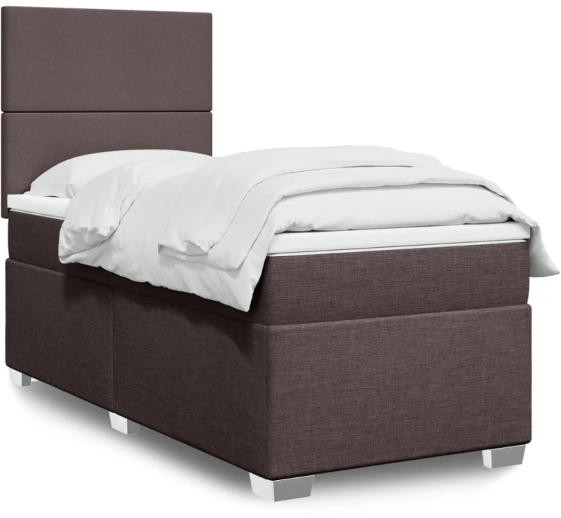 Κρεβάτι Boxspring με Στρώμα Σκούρο Καφέ 90x190 εκ. Υφασμάτινο Καφέ 3290339