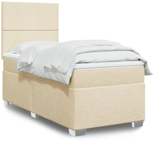 Κρεβάτι Boxspring με Στρώμα Κρεμ 80 x 200 εκ. Υφασμάτινο Κρεμ 3290313