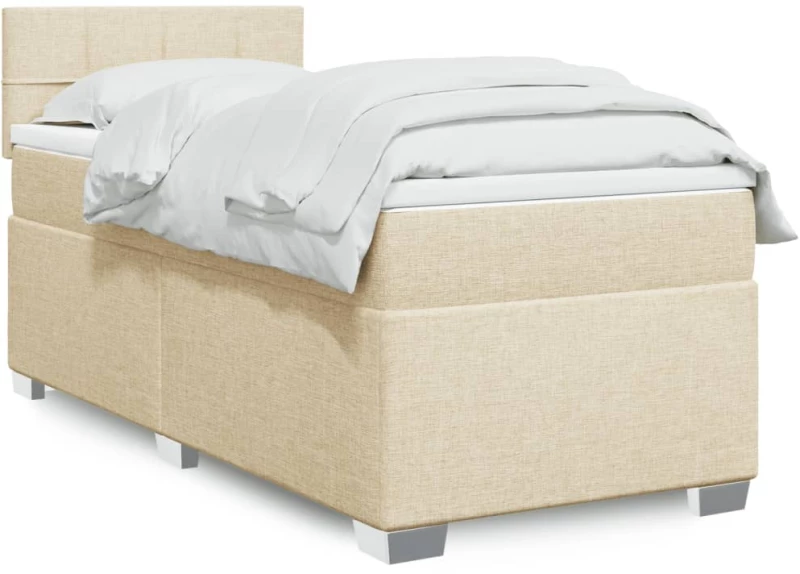 Κρεβάτι Boxspring με Στρώμα Κρεμ 100 x 200 εκ. Υφασμάτινο Κρεμ 3288104